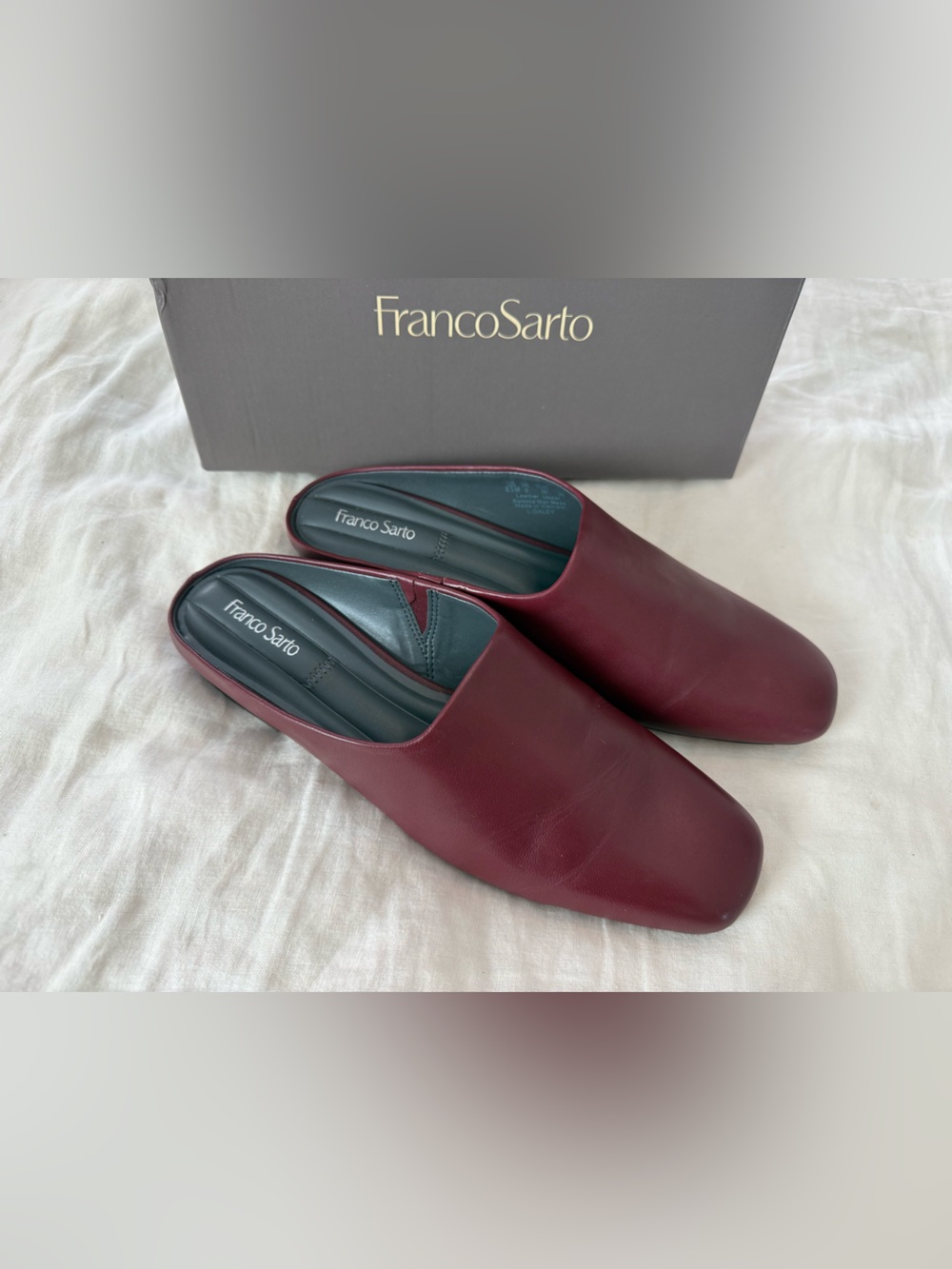 Franco Sarto Leather Slip-On Mule - Burgundy NIB